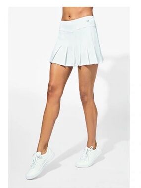 White Pleated Active Tennis Skirt with Wide Waistband